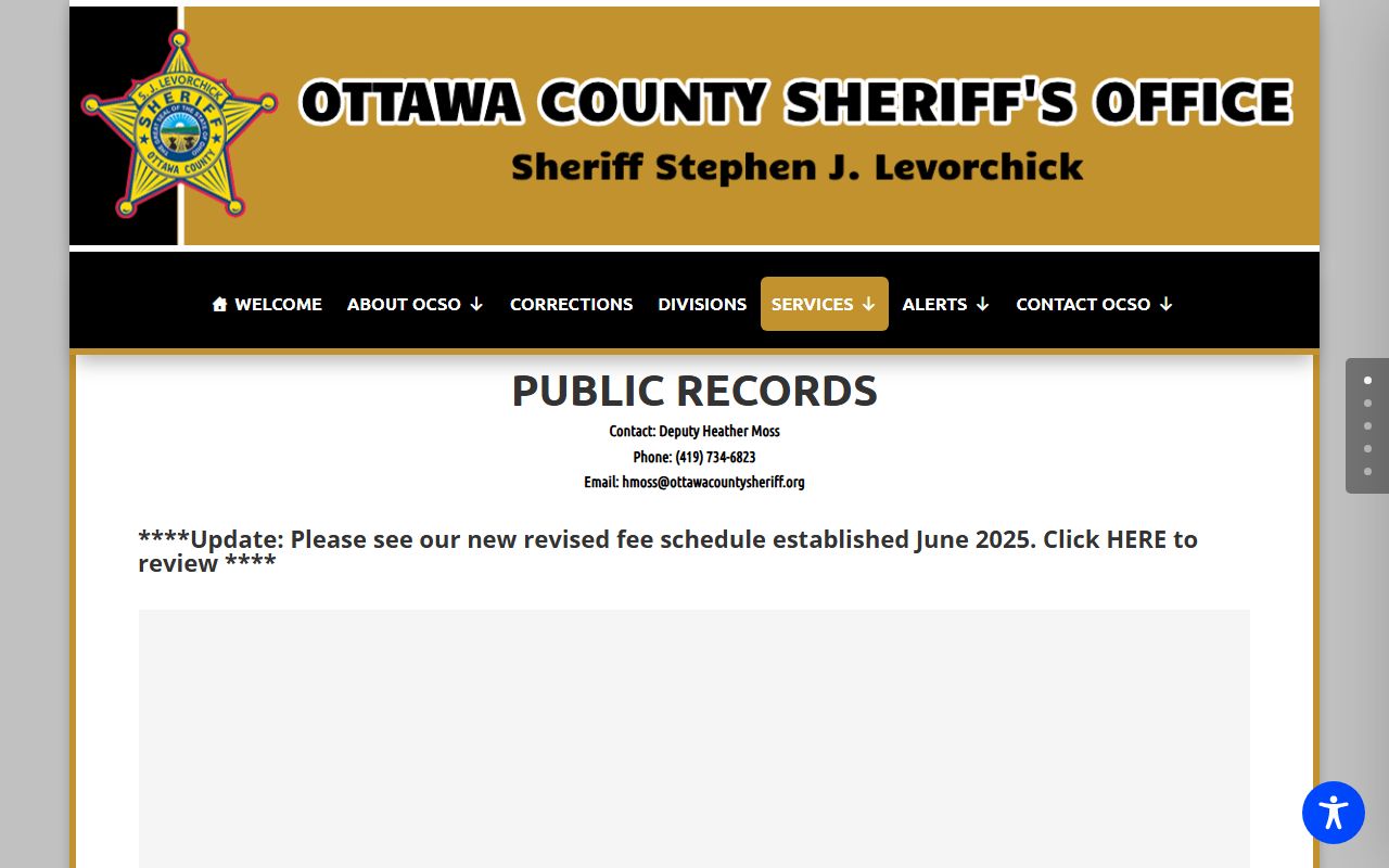 Ottawa County Sheriff's Office public records page
